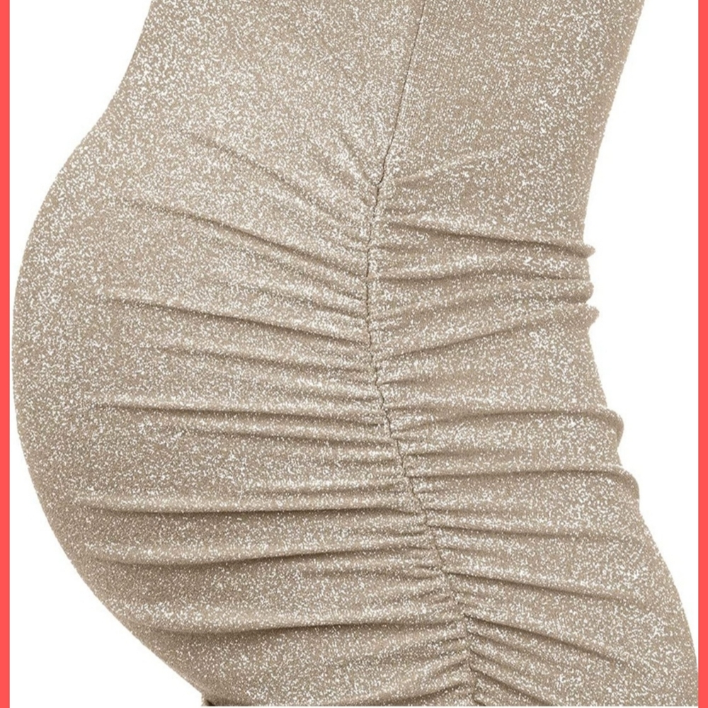 Sparkly Champagne Elegant Maternity Dress - Picture 4 of 6